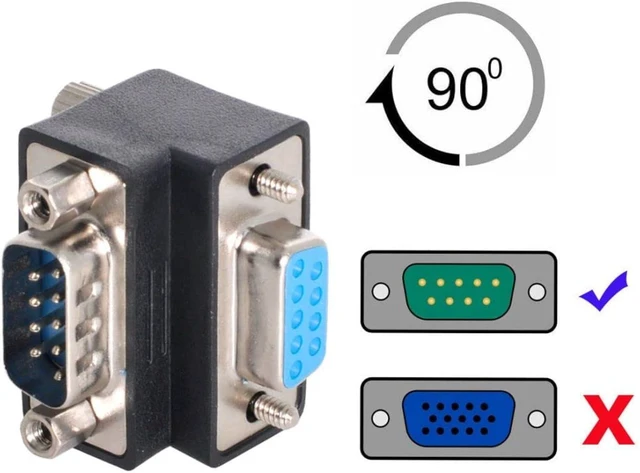 Alt view image 3 of 7 - chenyang D-Sub RS232 9Pin Male to Female Extension Connector Adapter 90 Degree UP + Down Angled