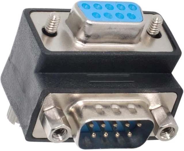 Alt view image 7 of 7 - chenyang D-Sub RS232 9Pin Male to Female Extension Connector Adapter 90 Degree UP + Down Angled