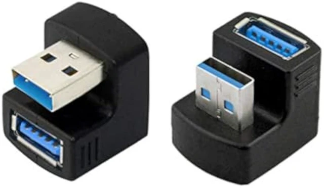 Alt view image 4 of 7 - cablecc 1 Set Up & Down Angled USB 3.0 Adapter A Male to Female Extension 180 Degree 5Gbps
