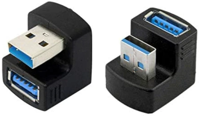 Alt view image 5 of 7 - cablecc 1 Set Up & Down Angled USB 3.0 Adapter A Male to Female Extension 180 Degree 5Gbps