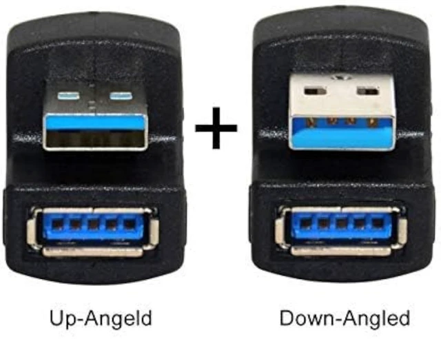 Alt view image 7 of 7 - cablecc 1 Set Up & Down Angled USB 3.0 Adapter A Male to Female Extension 180 Degree 5Gbps