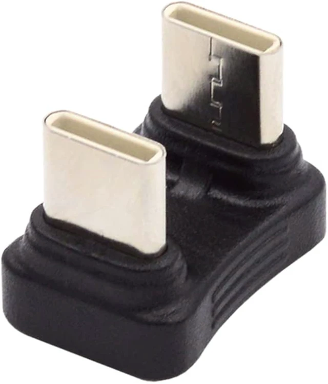Main image of cablecc 480Mbps USB-C Type C Male to Male Coupler Extender Power Data Adapter Opposite U Shape Back Angled for Power Bank Phone Laptop