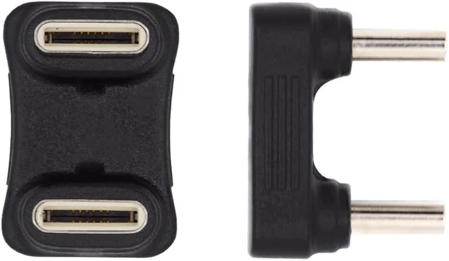 Alt view image 2 of 7 - cablecc 480Mbps USB-C Type C Male to Male Coupler Extender Power Data Adapter Opposite U Shape Back Angled for Power Bank Phone Laptop