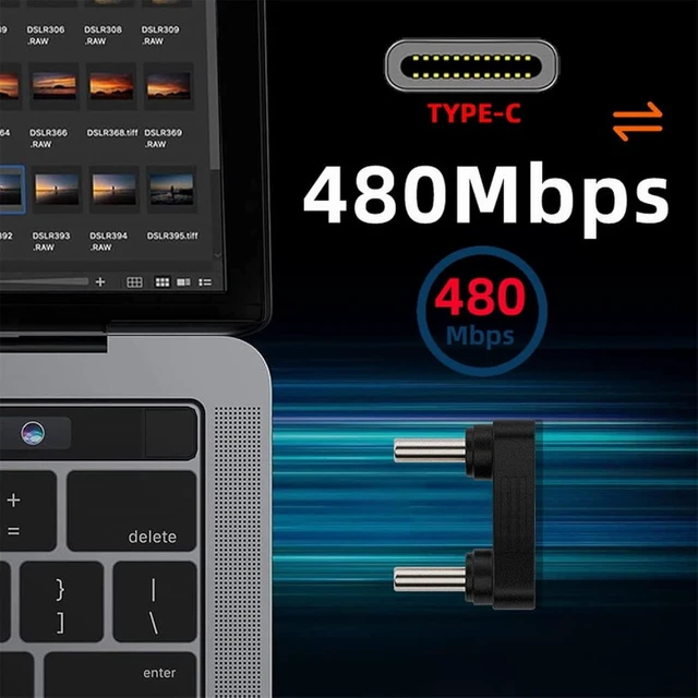 Alt view image 4 of 7 - cablecc 480Mbps USB-C Type C Male to Male Coupler Extender Power Data Adapter Opposite U Shape Back Angled for Power Bank Phone Laptop