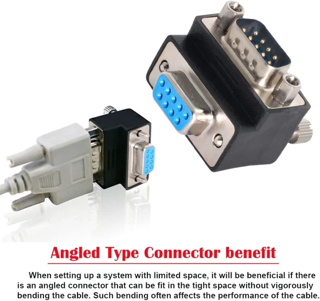 Alt view image 6 of 7 - chenyang D-Sub RS232 9Pin Male to Female Extension Connector Adapter 90 Degree UP + Down Angled