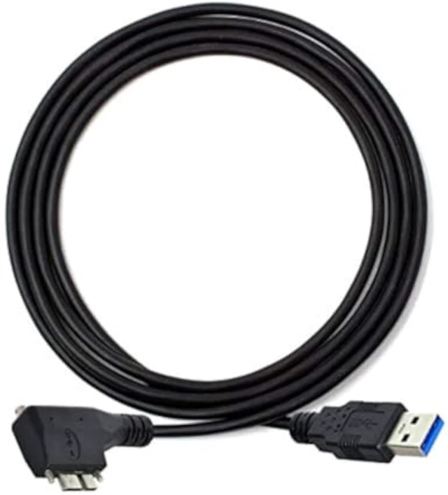 Alt view image 2 of 7 - Cablecc Dual Screws 90 Degree Right Angled Micro USB Mount to USB3.0 Data Cable for Industrial Camera 5M