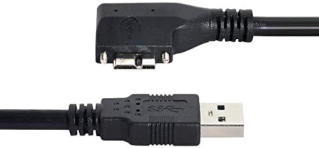 Alt view image 5 of 7 - Cablecc Dual Screws 90 Degree Right Angled Micro USB Mount to USB3.0 Data Cable for Industrial Camera 5M