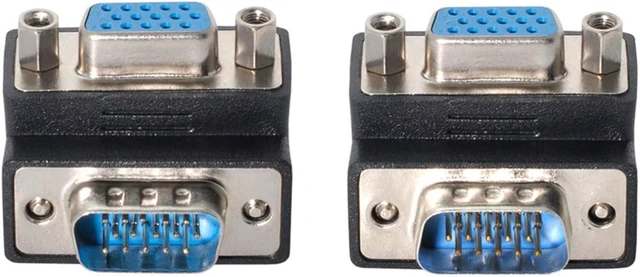 Main image of chenyang 2 Pack VGA Connectors,VGA SVGA D-Sub HDB15Pin Male to Female 90 Degree Angled Gender Changer Video Graphics Array Connector Adapter for Monitor/Projector/Graphics