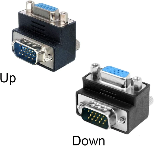 Alt view image 2 of 7 - chenyang 2 Pack VGA Connectors,VGA SVGA D-Sub HDB15Pin Male to Female 90 Degree Angled Gender Changer Video Graphics Array Connector Adapter for Monitor/Projector/Graphics