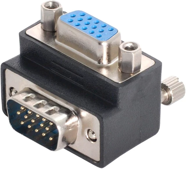 Alt view image 5 of 7 - chenyang 2 Pack VGA Connectors,VGA SVGA D-Sub HDB15Pin Male to Female 90 Degree Angled Gender Changer Video Graphics Array Connector Adapter for Monitor/Projector/Graphics