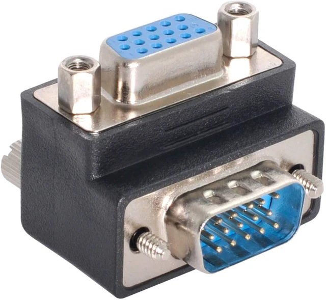 Alt view image 6 of 7 - chenyang 2 Pack VGA Connectors,VGA SVGA D-Sub HDB15Pin Male to Female 90 Degree Angled Gender Changer Video Graphics Array Connector Adapter for Monitor/Projector/Graphics