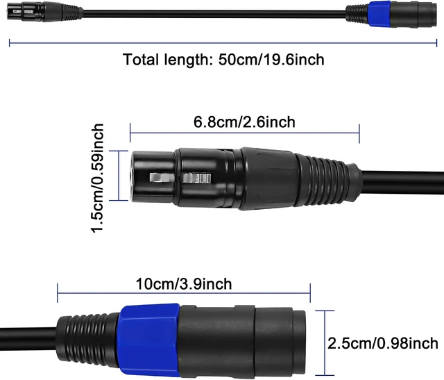 Alt view image 2 of 7 - XMSJSIY Speakon Plug Female to XLR 3Pin Female Speaker Audio Jack Extension