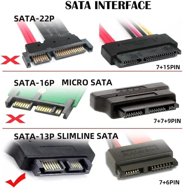 Alt view image 3 of 7 - cablecc USB 3.0 to 7+6 13pin Slimline Sata Adapter Cable for Laptop Cd DVD ROM Optical Drive