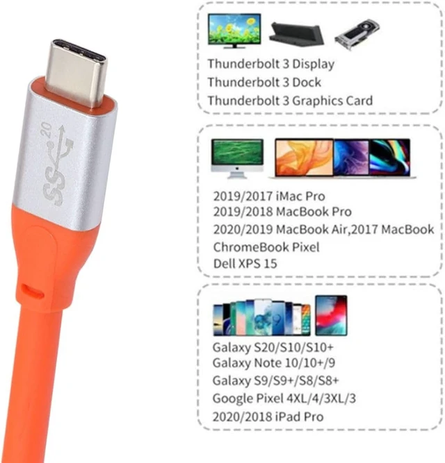Alt view image 5 of 7 - chenyang USB C to C Cable USB 3.2 Gen 2x2 20Gbps PD 100W 8K@60Hz Data Transfer Fast Charging Ultra Soft High Flex Extension Cable 0.5M