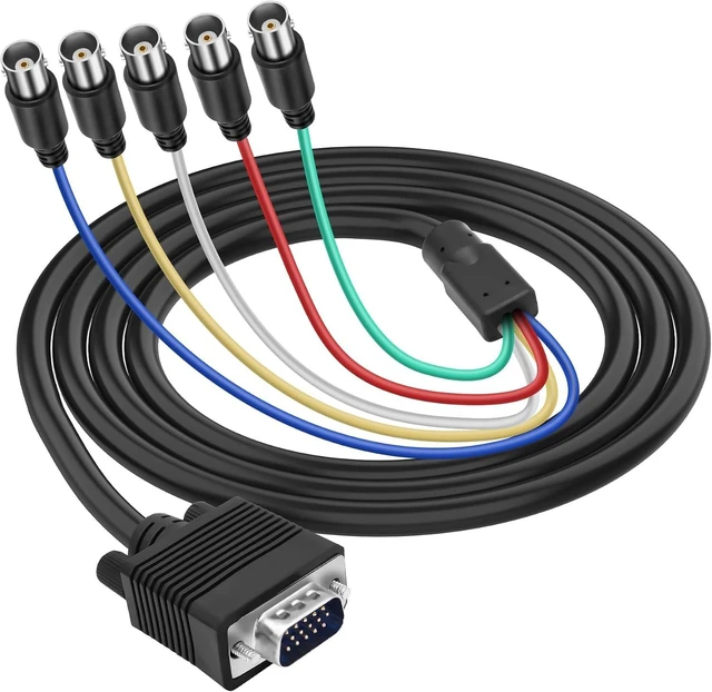 Main image of XMSJSIY VGA to BNC Cable 15Pin VGA Male to 5 BNC Female RGBHV Coaxial