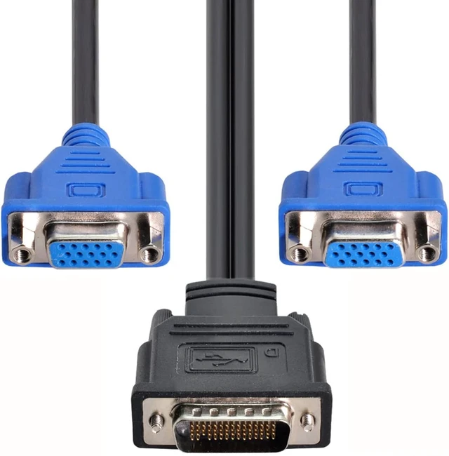 Alt view image 2 of 7 - Cablecc DMS-59pin Male LFH 60Pin to Dual 15Pin VGA RGB Female Splitter Extension Cable for PC Graphics Card