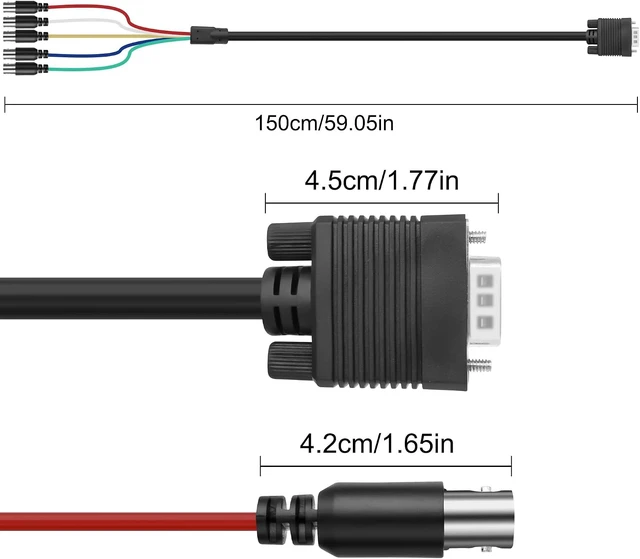 Alt view image 2 of 7 - XMSJSIY VGA to BNC Cable 15Pin VGA Male to 5 BNC Female RGBHV Coaxial