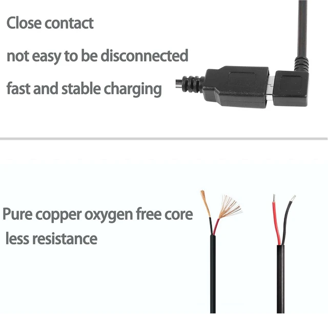 Alt view image 3 of 7 - USB 2.0 Female Pigtail Cable Extension Power Cable 22AWG 5V 3A -2 Pcs(0.3M)