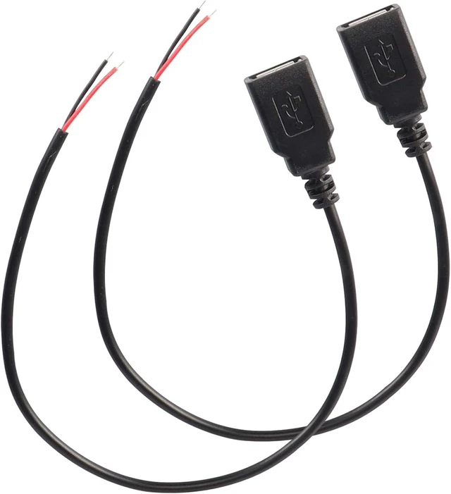 Main image of USB 2.0 Female Pigtail Cable Extension Power Cable 22AWG 5V 3A -2 Pcs(0.3M)