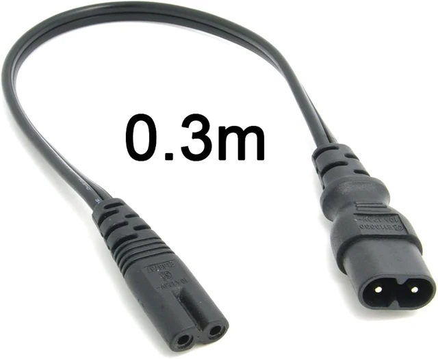 Alt view image 2 of 7 - cablecc IEC 60320 C8 Plug to C7 Receptacle Male to Female Extension Power Supply Main Adapter Cable 30cm