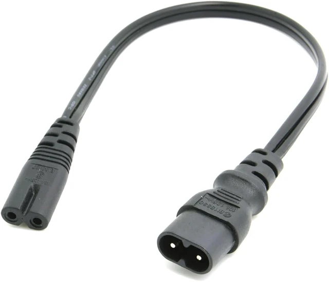 Alt view image 3 of 7 - cablecc IEC 60320 C8 Plug to C7 Receptacle Male to Female Extension Power Supply Main Adapter Cable 30cm
