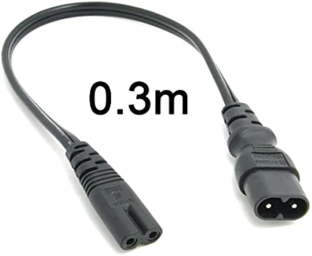 Alt view image 7 of 7 - cablecc IEC 60320 C8 Plug to C7 Receptacle Male to Female Extension Power Supply Main Adapter Cable 30cm