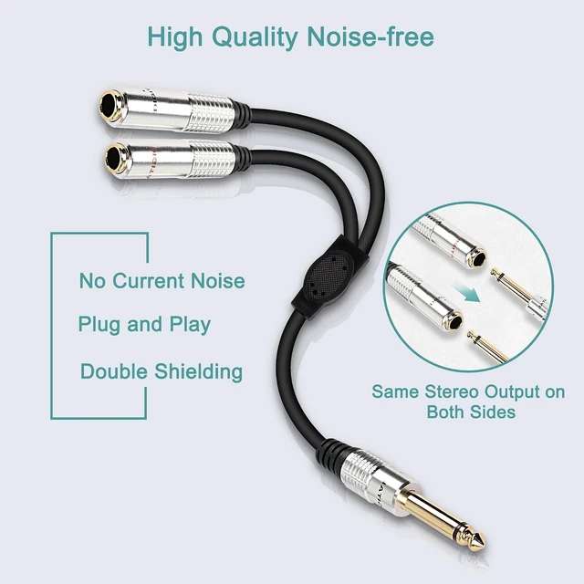 Alt view image 4 of 7 - XMSJSIY 6.35mm TS Guitar Signal Audio Y Splitter Cable-0.5M/1.6FT