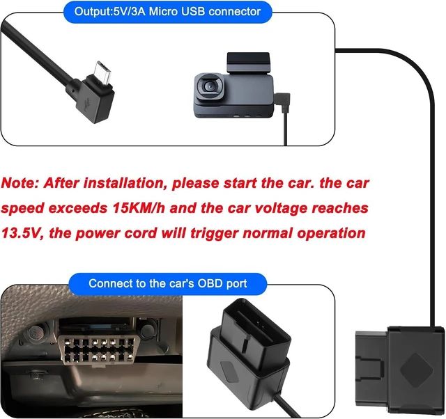 Alt view image 6 of 7 - XMSJSIY 90 Degree Right Angle Micro USB to OBD Parking Monitor Power Cable