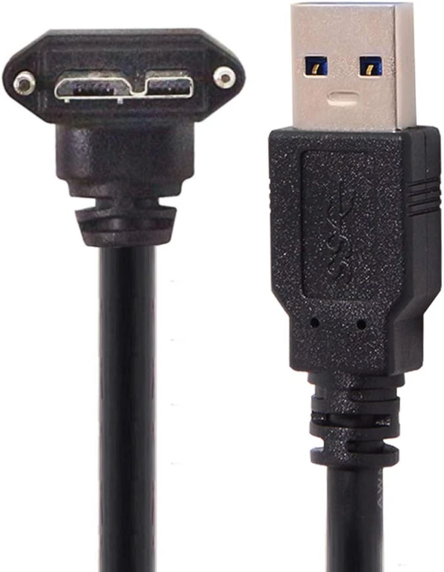 Main image of chenyang Micro USB 3.0 Cable USB 3.0 Type A Male to Micro B Male 90 Degree UP Angled Cable with Mount Panel Screws 3.0M