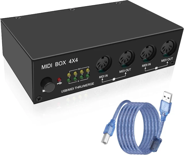 Main image of XMSJSIY USB MIDI Interface Box 4 In 4 Out 64 Channel MIDI Thru Box