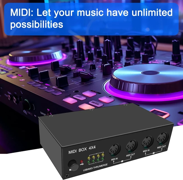 Alt view image 7 of 7 - XMSJSIY USB MIDI Interface Box 4 In 4 Out 64 Channel MIDI Thru Box