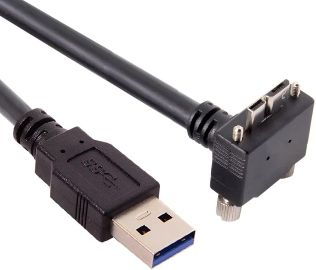 Alt view image 6 of 7 - chenyang Micro USB 3.0 Cable USB 3.0 Type A Male to Micro B Male 90 Degree UP Angled Cable with Mount Panel Screws 3.0M