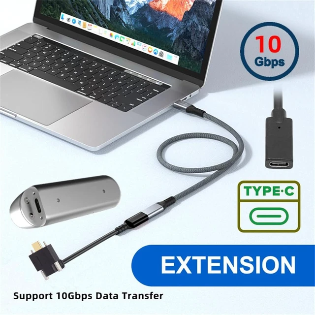Alt view image 5 of 7 - cablecc Up Angled 10Gbps USB 3.1 USB-C Type C Extension Data Screw Locking Cable Male to Female for Realsense Camera VR Quest Link
