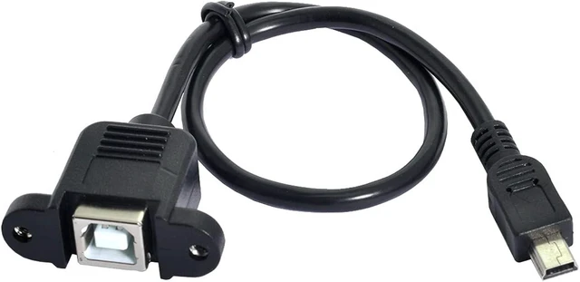 Main image of cablecc 5pin Mini USB 5pin Male to USB B Female Panel Mount Type Cable 20cm with Screws