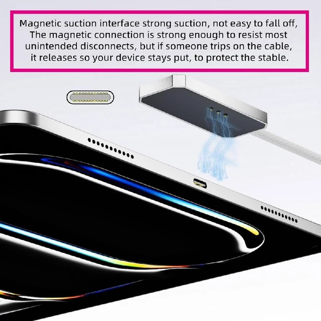 Alt view image 2 of 7 - cablecc USB-C to Magnetic Charge Cable 35W Fast Charging Smart Connector Compatible with iPad Pro 11 & 13 (M4 M5 2024-2025) Alloy Wireless Charging 2-Meters