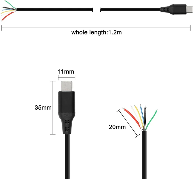 Alt view image 2 of 7 - XMSJSIY USB Type C PD Pigtail Cable Charge Bare Wire Data Transmission