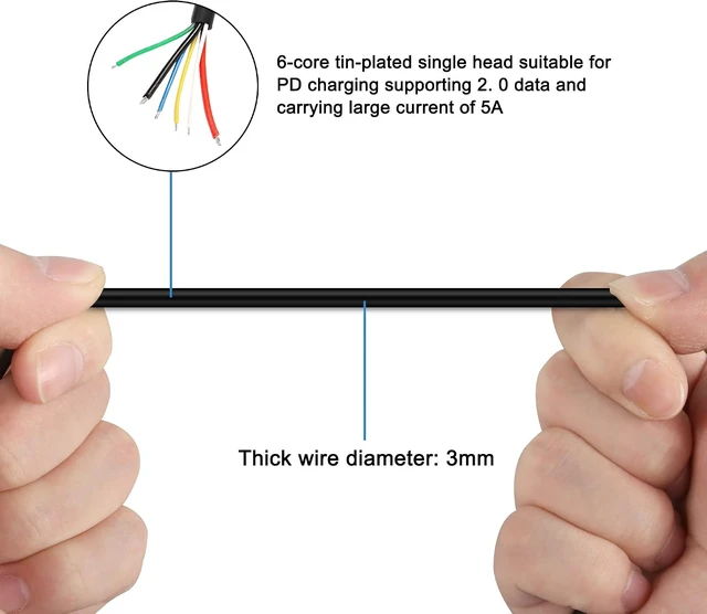 Alt view image 3 of 7 - XMSJSIY USB Type C PD Pigtail Cable Charge Bare Wire Data Transmission