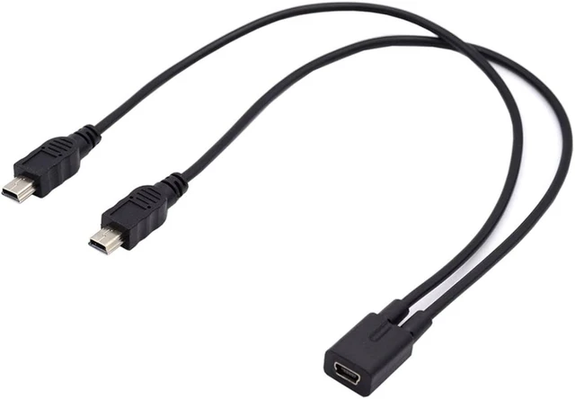 Alt view image 4 of 7 - chenyang Mini USB Splitter Multi Charging Cable,Mini USB 1 Female to 2 Male Charge Extension Cable Supports Charging Two Devices at The Same Time 0.98FT/0.3M