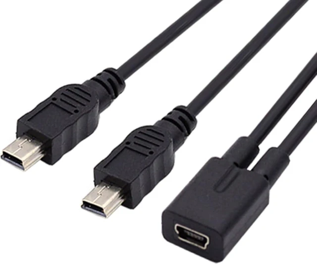 Alt view image 5 of 7 - chenyang Mini USB Splitter Multi Charging Cable,Mini USB 1 Female to 2 Male Charge Extension Cable Supports Charging Two Devices at The Same Time 0.98FT/0.3M