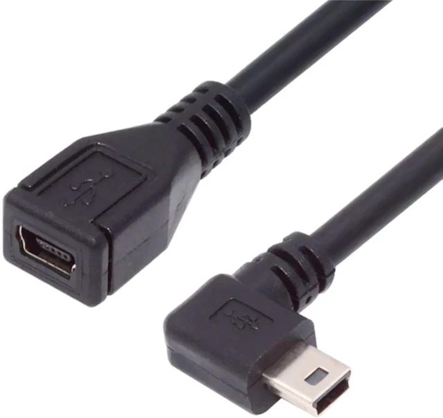 Main image of chenyang Mini USB Extension Cable, USB 2.0 Mini USB 5Pin Male to Female 90 Degree Left Angled Power Charging Data Transfer Extension Cable Adapter 0.98ft for Dash Cam/GPS/Microphone