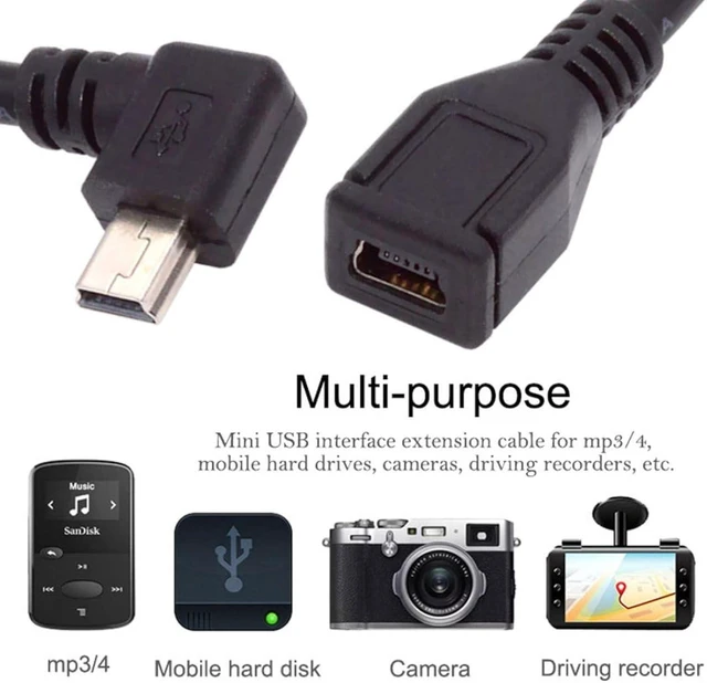 Alt view image 2 of 7 - chenyang Mini USB Extension Cable, USB 2.0 Mini USB 5Pin Male to Female 90 Degree Left Angled Power Charging Data Transfer Extension Cable Adapter 0.98ft for Dash Cam/GPS/Microphone
