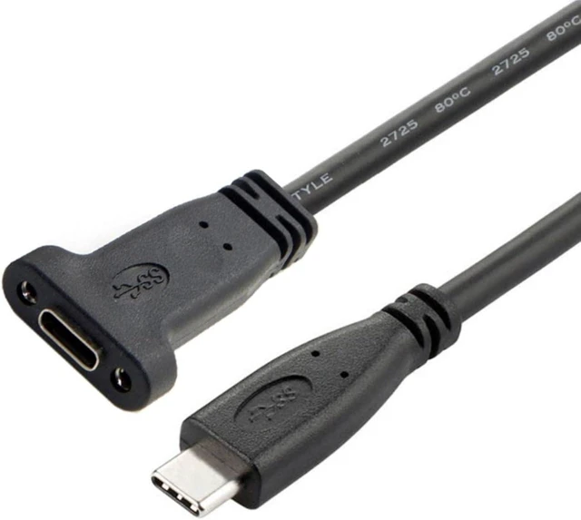 Alt view image 7 of 7 - chenyang CY USB C to C Cable USB 3.1 Type C Male to Female Data Extension Cable with Panel Mount Screw Hole