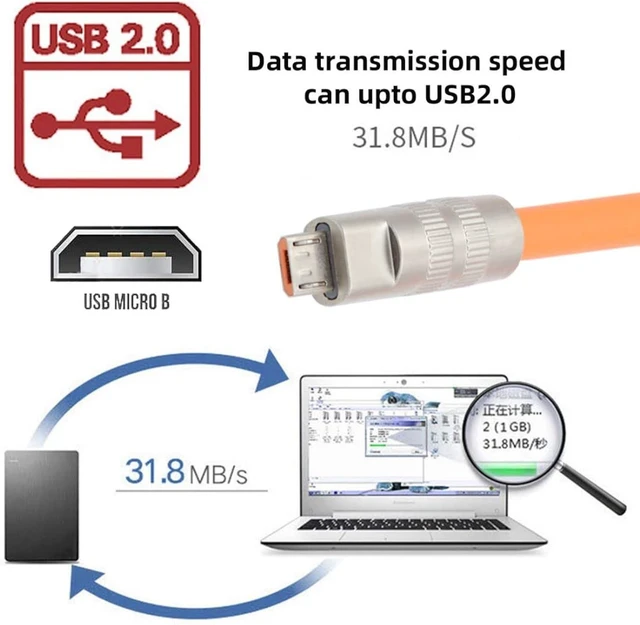 Alt view image 5 of 7 - chenyang USB to Micro USB Cable,USB 2.0 Male to Micro USB 5Pin Male Liquid Silicone Ultra Soft 120W Power Fast Charge Data Transfer Extension Cable 1.0M