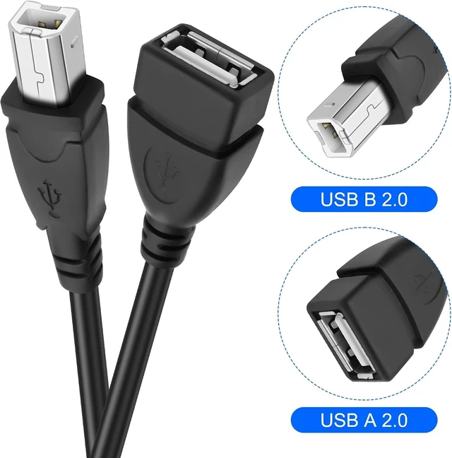 Alt view image 3 of 7 - XMSJSIY USB Female to Type B Male Printer Cable USB2.0A to Type-B Extension