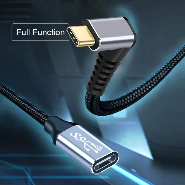 Alt view image 3 of 7 - chenyang CY USB C USB 3.1 Type C Male to Female Extension Data Cable 90 Degree Angled 10Gbps 100W 0.5M