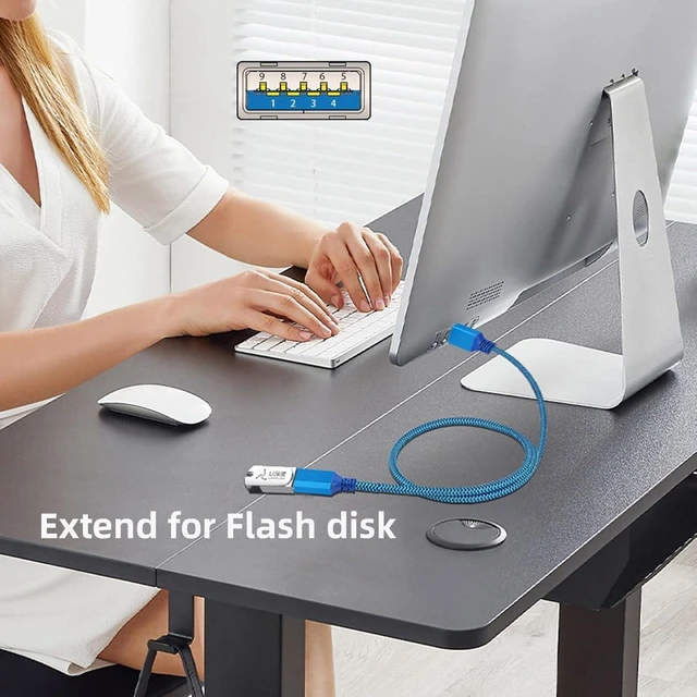 Alt view image 5 of 7 - chenyang USB 3.0 Cable USB 3.0 Type-A Male to Female Extension Data Cable 5Gbps Blue Nylon Braided 0.6M
