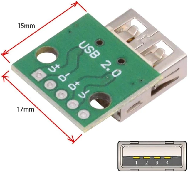 Alt view image 7 of 7 - cablecc 5-piece Set of DIY OEM USB-A 2.0 Female with PCB Board 5Pin Contact (Flat Mouth) Assembly Solder Type