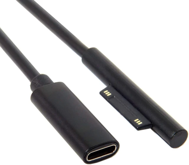 Alt view image 2 of 7 - cablecc DC 15V Type-C USB-C Female to Surface Pro3 Pro4 Pro5 Pro6 Book Pro Charge Cable for Laptop