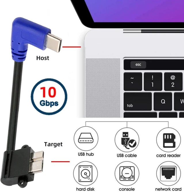Alt view image 4 of 7 - chenyang USB C Host to Micro USB 3.0 90 Degree Right Angled Extension Data Cable 0.3M