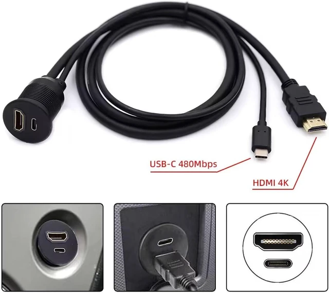 Alt view image 2 of 7 - cablecc Left Right Angled USB-C USB 2.0 Type C Male to Female Extension Data Cable with Sleeve for Laptop (Type-C+HDMI)